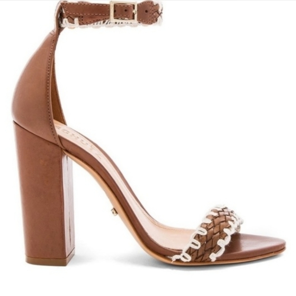 Schutz | Floriza Anklestrap Open toe Leather Heels Size 8.5